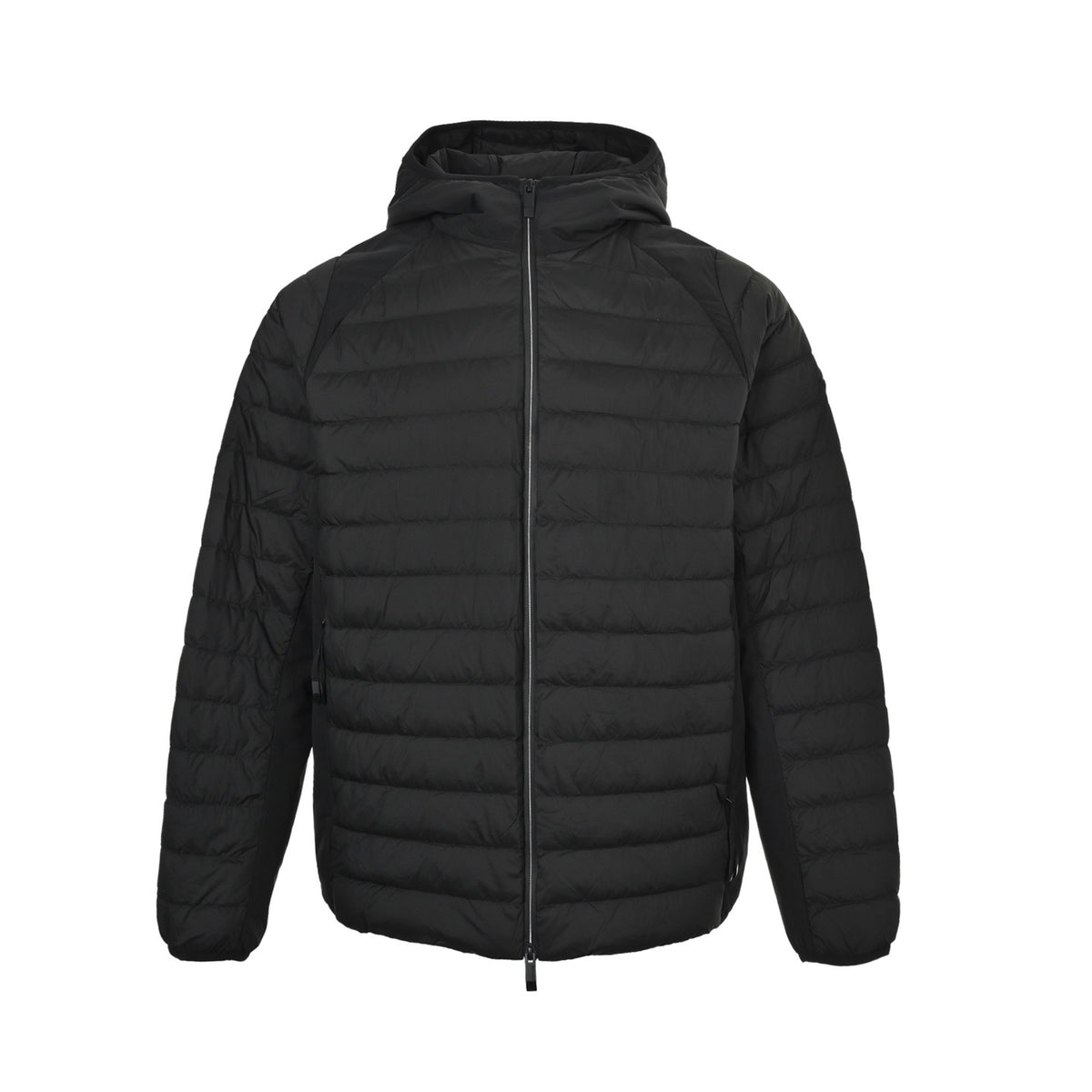 Moncler/Mask 25Fw black label rib stitching hooded lightweight down jacket