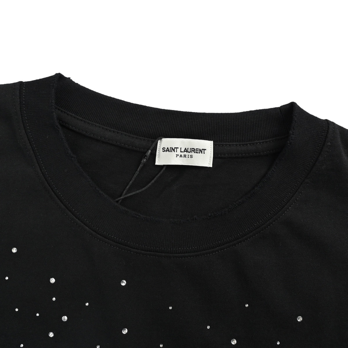 Saint Laurent ripped embroidery hot diamond short sleeves
