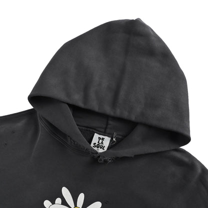 SAINT MICHAEL potted flower distressed hooded sweatshirt