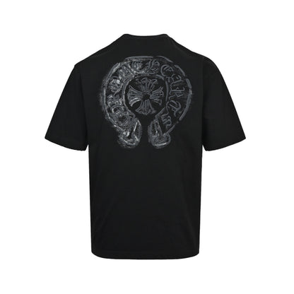 Chrome Hearts Smoke Logo Embroidered Washed Short Sleeves