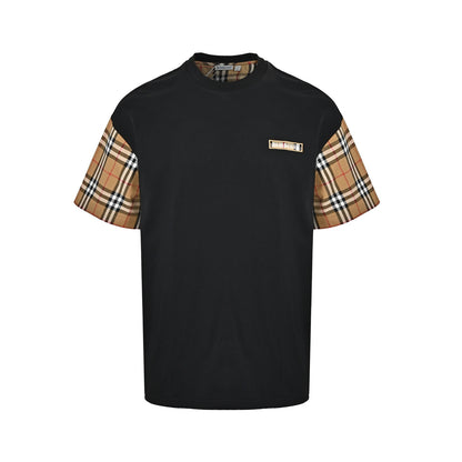 Burberry plaid sleeves with embroidered logo short sleeves