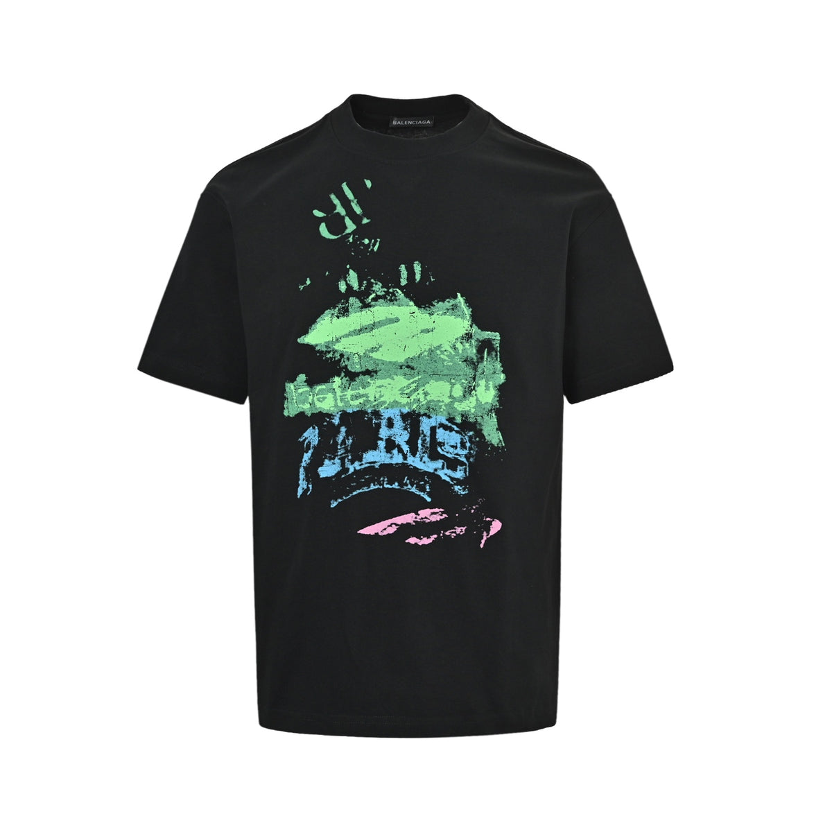 Balenciaga spray-painted graffiti printed short-sleeve