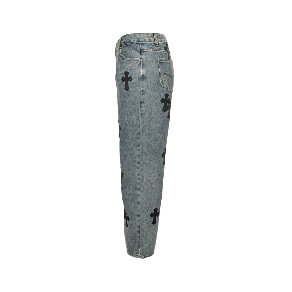 Chrome Hearts/Chrome Heart cross patch embroidered washed jeans
