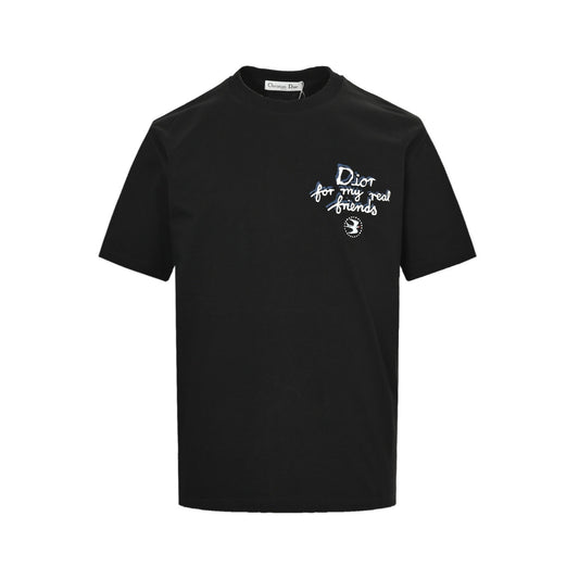 Dior 25ss front and back letter foam printed short sleeves