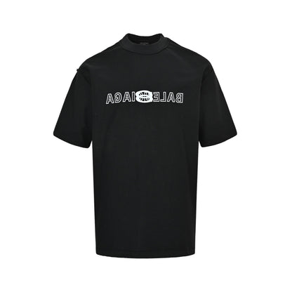 Balenciaga 24ss inverted letters overlapping embroidery short sleeves