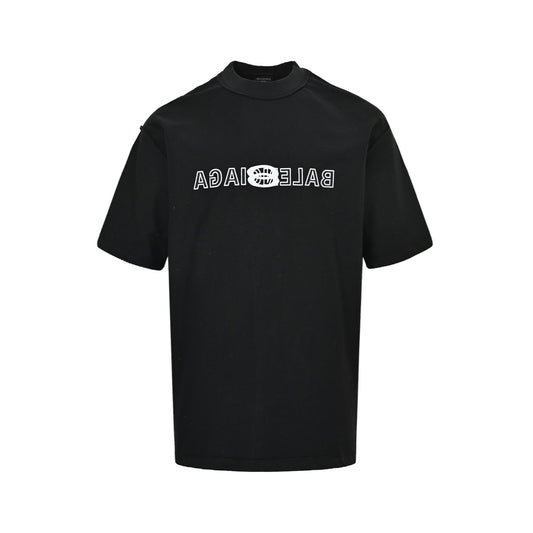 Balenciaga 24ss inverted letters overlapping embroidery short sleeves
