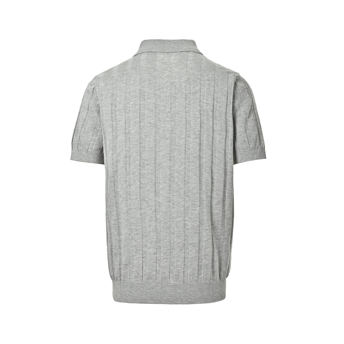BRUNELLO CUCINELLI BC light gray vertical striped ribbed knit short-sleeved cardigan