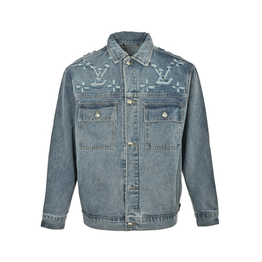 Louis Vuitton 24Fw ripped presbyopia suit denim jacket