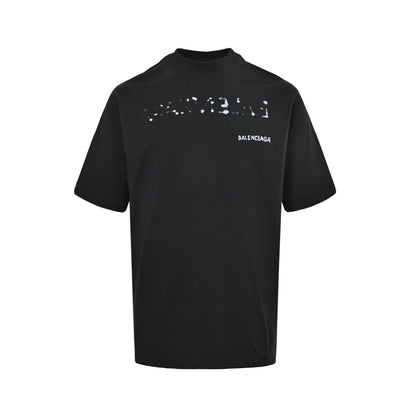 Balenciaga/Balanciaga fuzzy printed off-shoulder short sleeves