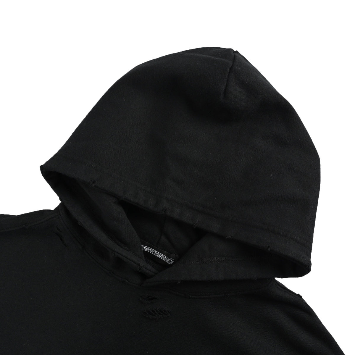 Chrome Hearts Horseshoe Logo Patch Embroidery Washed Burnt Flower Hooded Sweatshirt