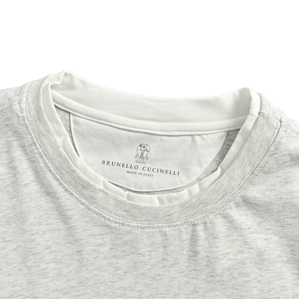 Brunello Cucinelli/BC fake two-piece gray short-sleeved embroidered small label