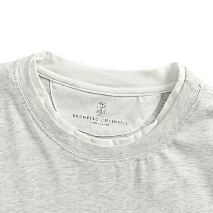 Brunello Cucinelli/BC fake two-piece gray short-sleeved embroidered small label