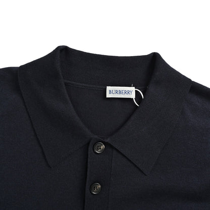Burberry War Horse Knight Embroidered Wool Knitted Polo Short Sleeve
