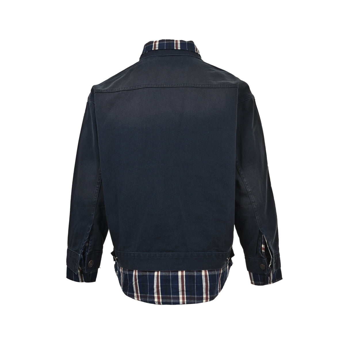 Balenciaga/Balanciaga plaid stitching fake two-piece denim jacket