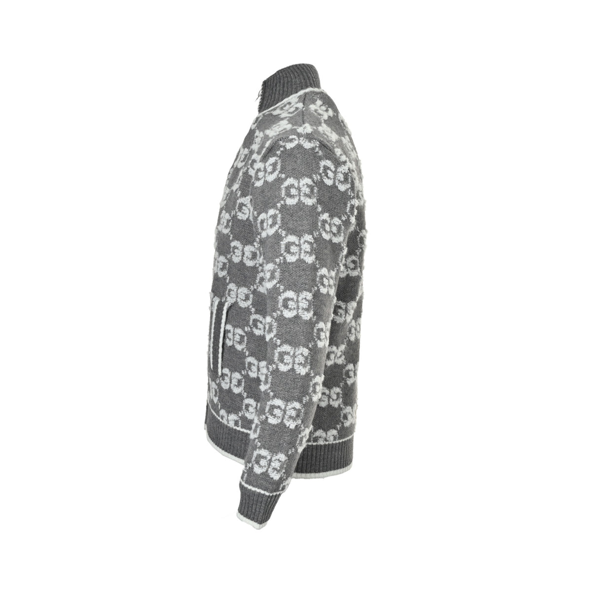 Gucci 25ss all-over jacquard logo zipper cardigan sweater