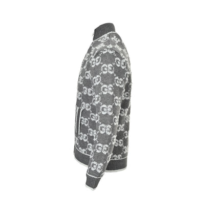 Gucci 25ss all-over jacquard logo zipper cardigan sweater