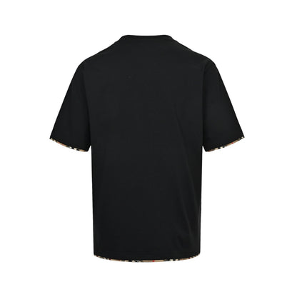 Burberry plaid trimmed war horse embroidered short sleeves
