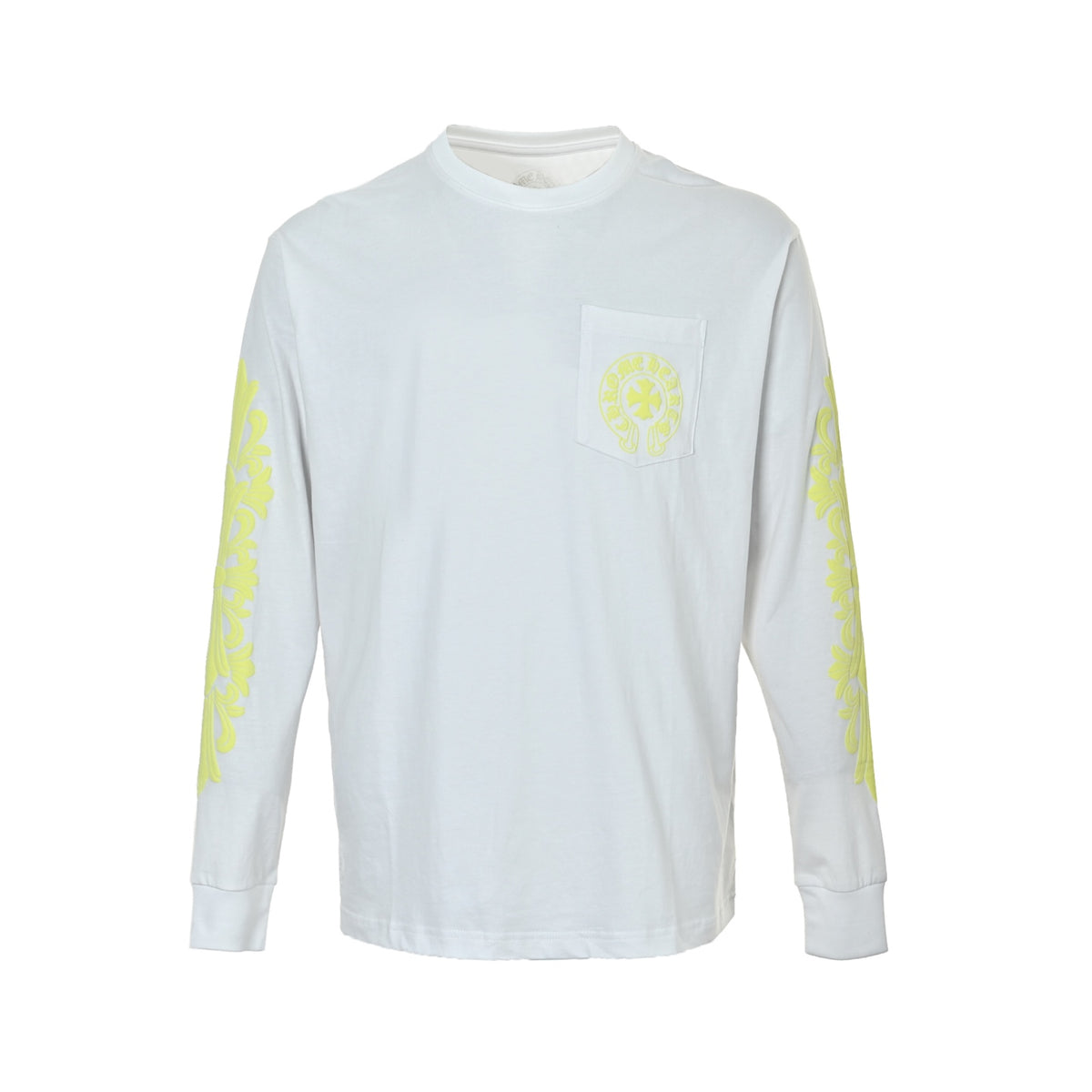 Chrome Hearts/Chrome Heart Cross Flower Arm Back Yellow Sanskrit Printed Long Sleeves