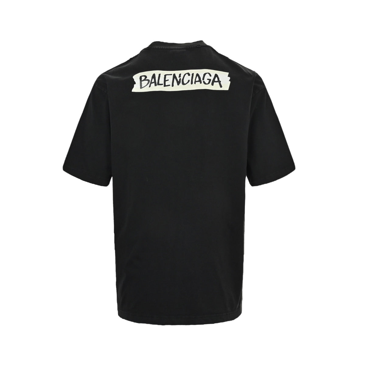 Balenciaga/Balanciaga 26ss tape printed hole washed short sleeves