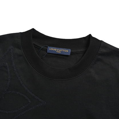 Louis Vuitton 26ss shoulder presbyopic flocking embroidered round neck short sleeves