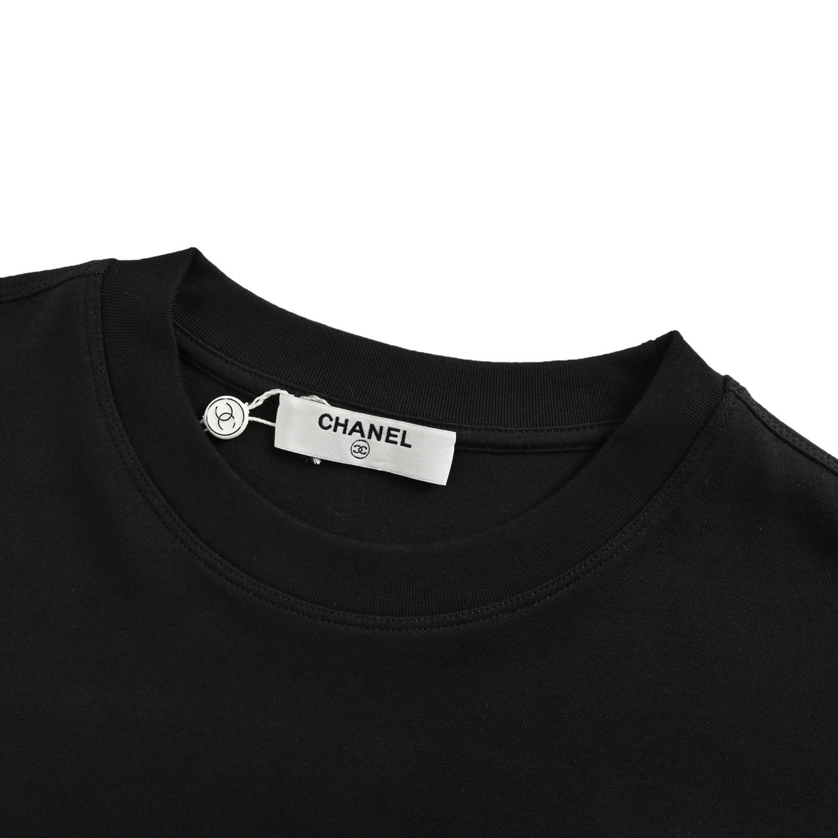 Chanel 25Fw dark woven logo double C embroidered long-sleeved T-shirt