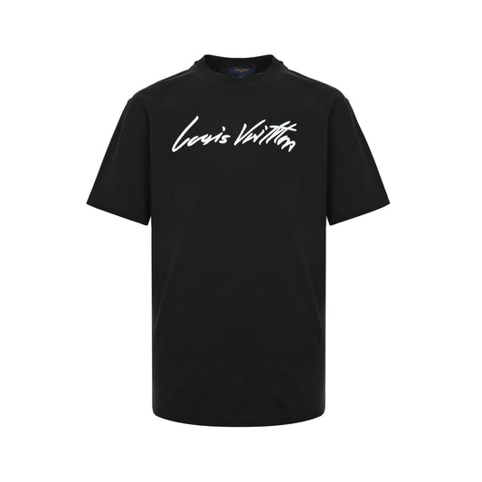 Louis Vuitton 26ss signature letter embroidered short sleeves