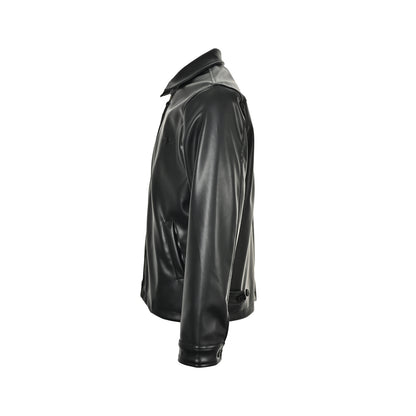 Ralph Lauren solid color leather jacket single