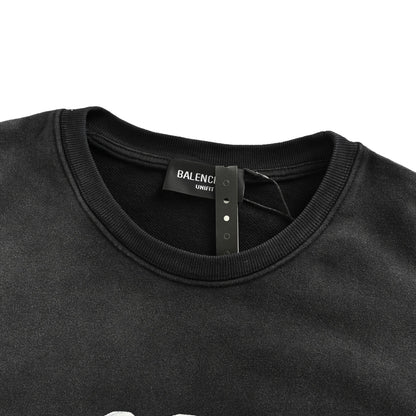 Balenciaga/Balanciaga Double B washed grass lettering printed round neck sweatshirt