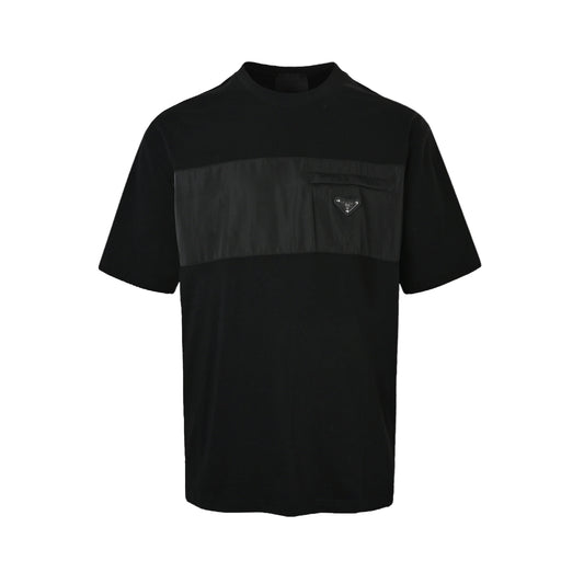 Prada 25ss patch pocket splicing short sleeves