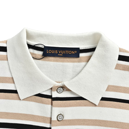 Louis Vuitton leather label striped Polo short sleeves