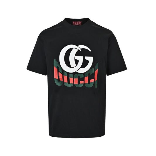 Gucci GG patch red and green letter embroidered short sleeves