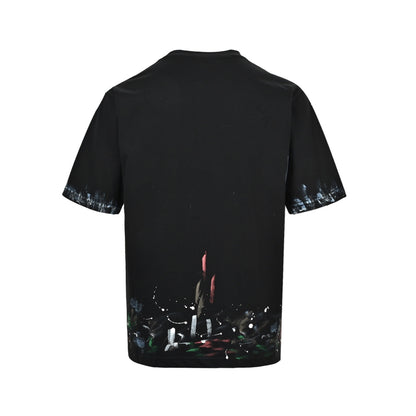Balenciaga circle embroidered hand-painted graffiti printed short-sleeves