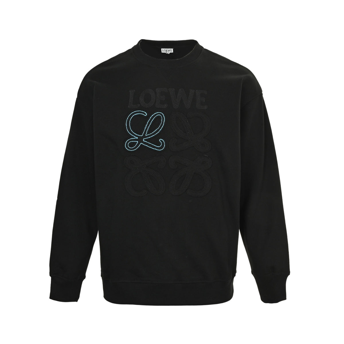 Loewe/Luo Yiwei 25Fw contrasting letter patch logo round neck sweatshirt