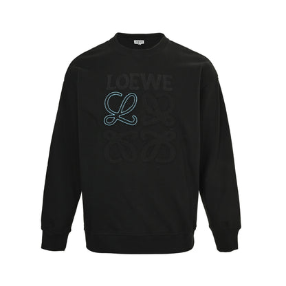 Loewe/Luo Yiwei 25Fw contrasting letter patch logo round neck sweatshirt