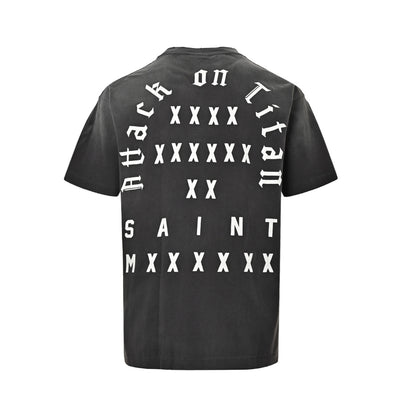 SAINT MICHAEL Giant Skeleton Staring Printed Short Sleeves