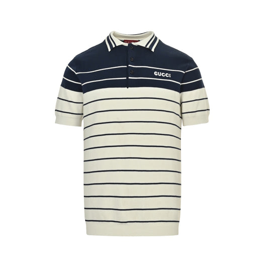 Gucci 25ss striped knitted Polo short sleeves