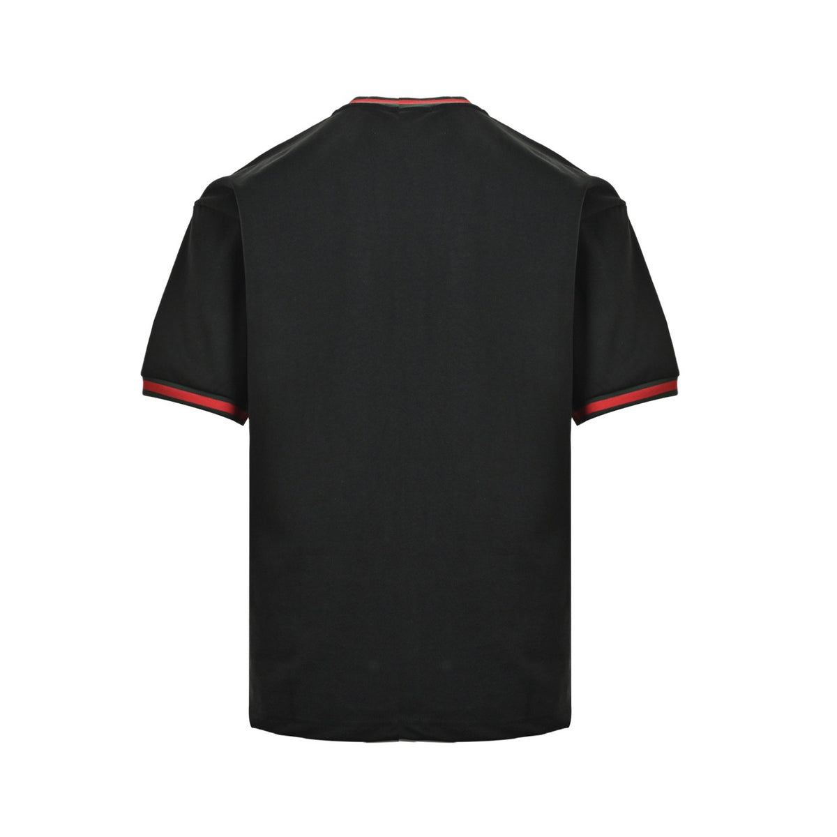 Gucci letter embroidered red and green ribbed short sleeves