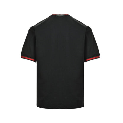 Gucci letter embroidered red and green ribbed short sleeves