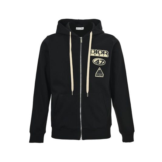 Dior 25Fw laminated letter logo zipper hooded jacket