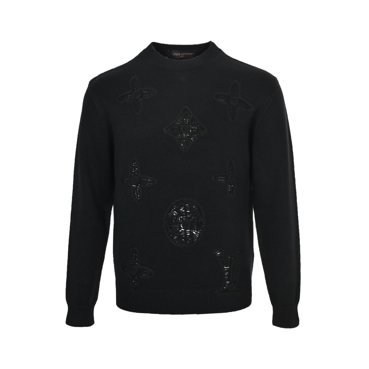 Louis Vuitton 25Fw dark pattern embroidered old flower jacquard sweater