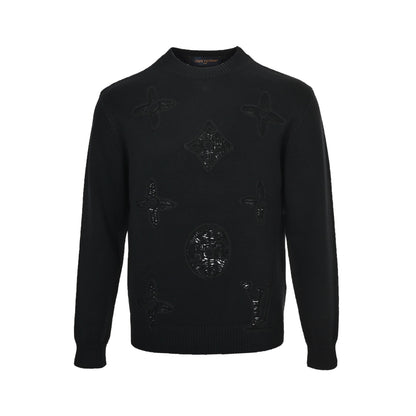 Louis Vuitton 25Fw dark pattern embroidered old flower jacquard sweater