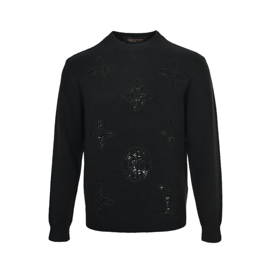 Louis Vuitton 25Fw dark pattern embroidered old flower jacquard sweater