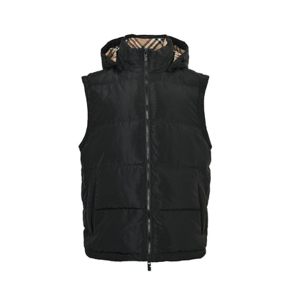 Burberry detachable sleeve hooded plaid hooded down jacket