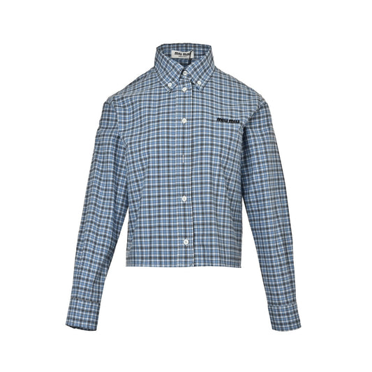 Miu Miu embroidered small label plaid shirt