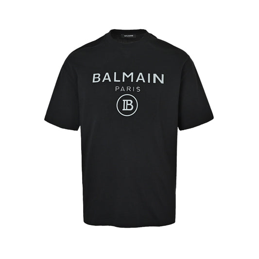 BALMAIN 26ss three-dimensional embossed letter short sleeves