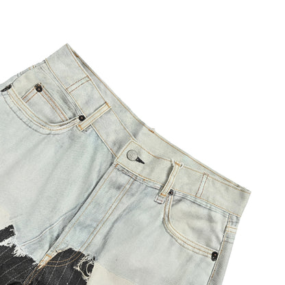 Acne Studios 3D printed trousers fake two-piece jeans