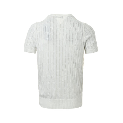 Ralph Lauren horse logo embroidered cable knit short sleeves