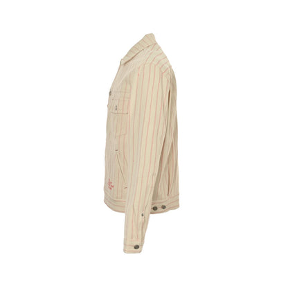 Dior 25Fw embroidered letter striped denim jacket