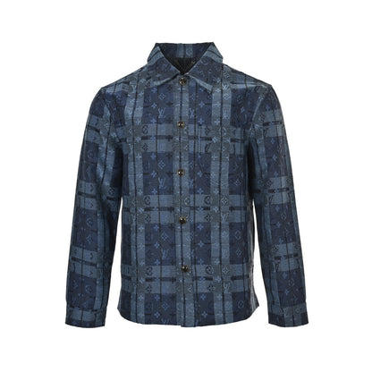 Louis Vuitton blue plaid jacquard denim shirt jacket
