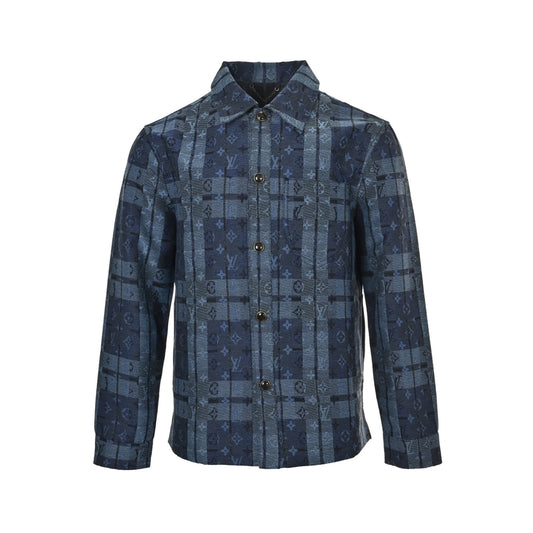 Louis Vuitton blue plaid jacquard denim shirt jacket